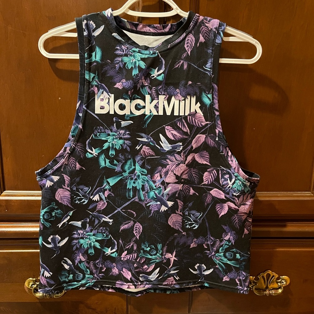 Blackmilk Midnight Hummingbird Muscle Tank Top oversized XXS and sports bra XS